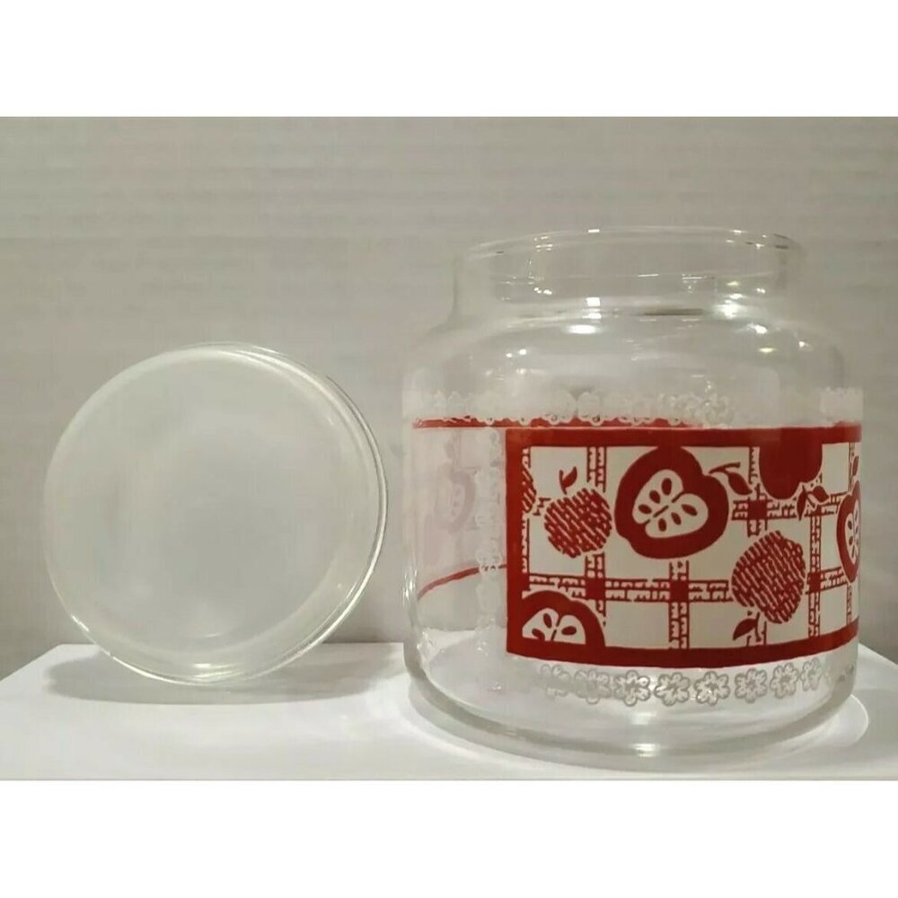 COUNTRY STYLE GLASS RED APPLE CANISTERS / JAR - Picture 4 of 7
